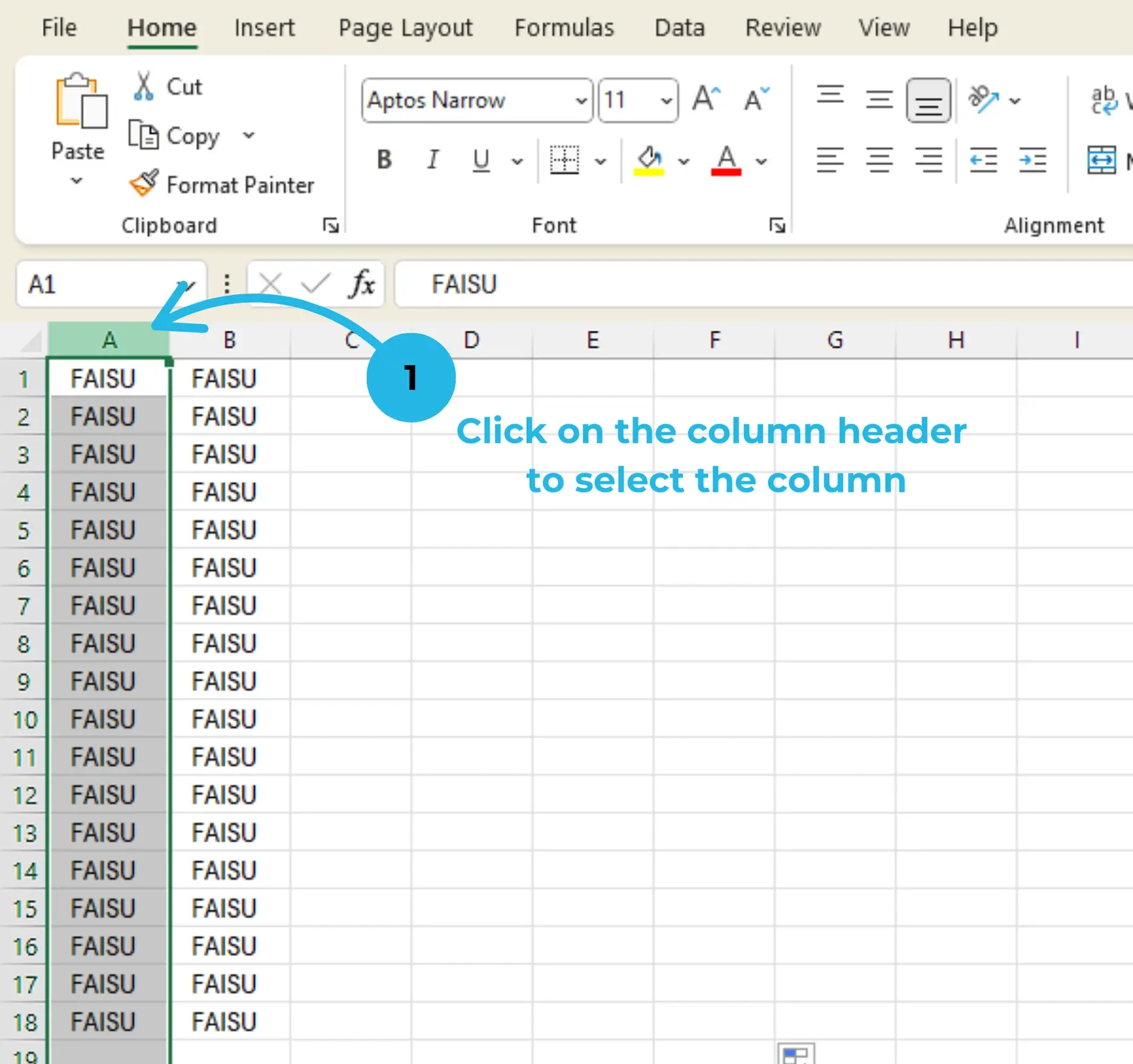 remove column in excel using right click