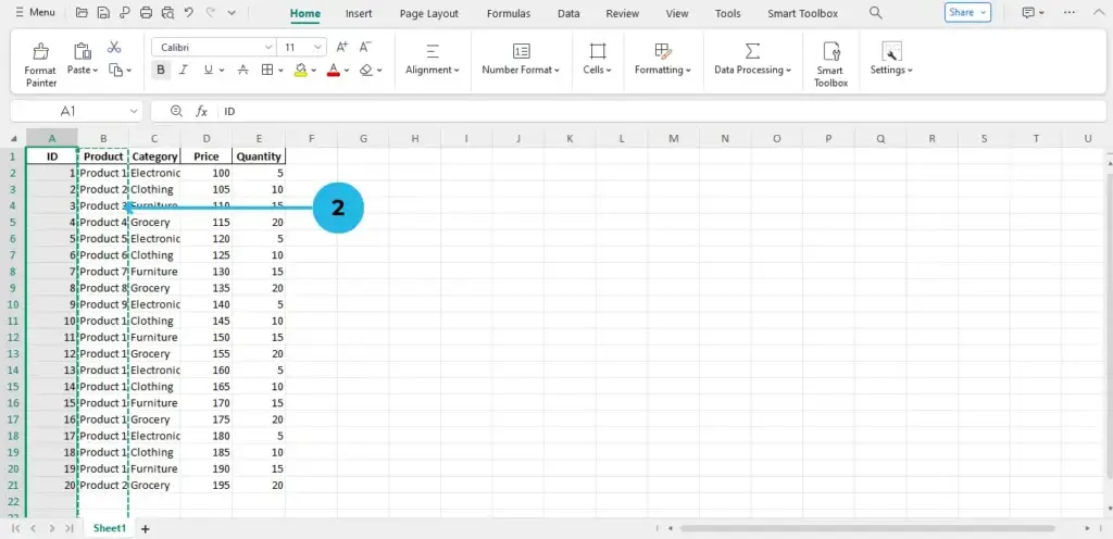 Move columns in Excel using the cut and insert method