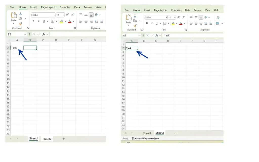 highlighted excel sheets