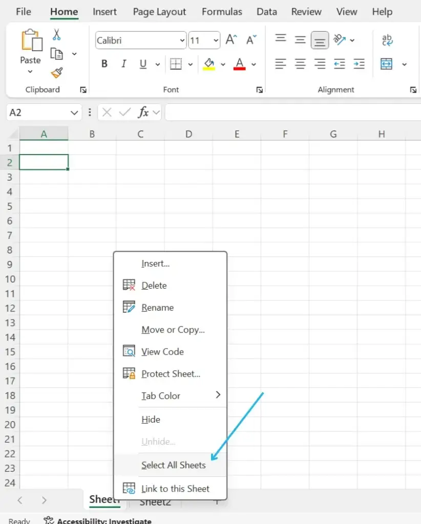 alt-all excel sheets