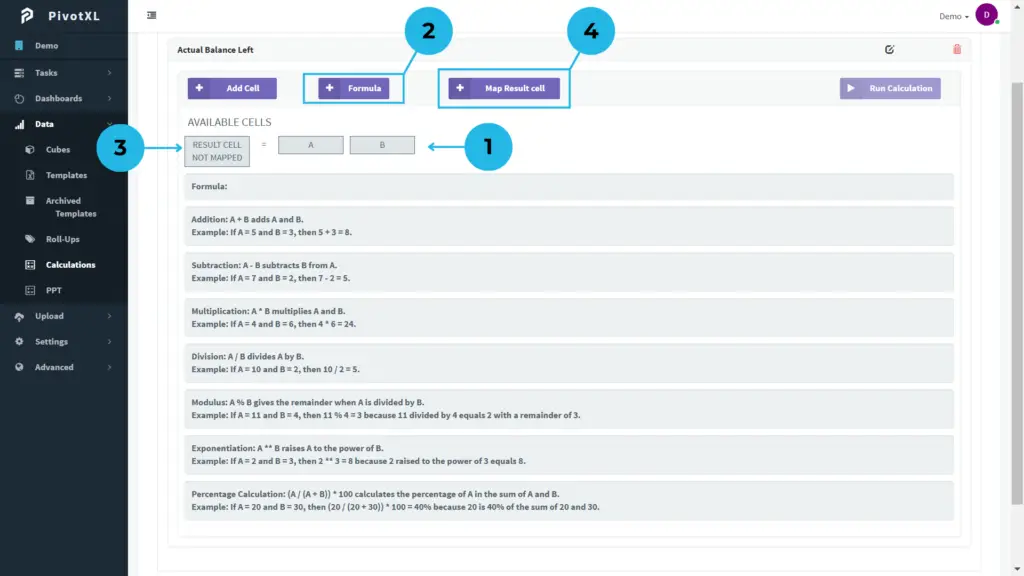 How to Set Up a Calculation in PivotXL
