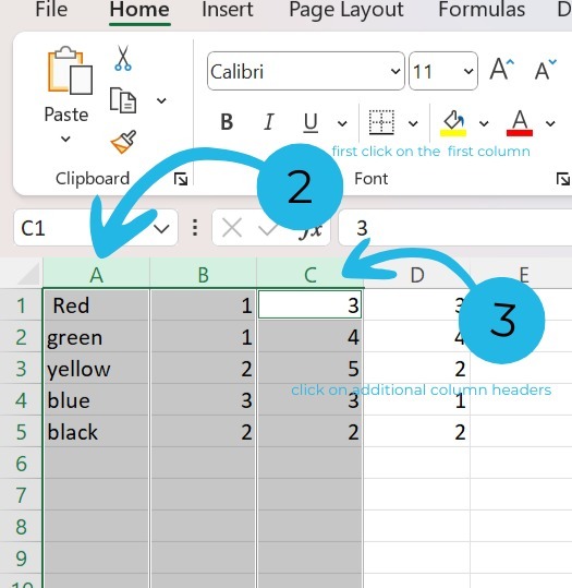  Columns in Excel