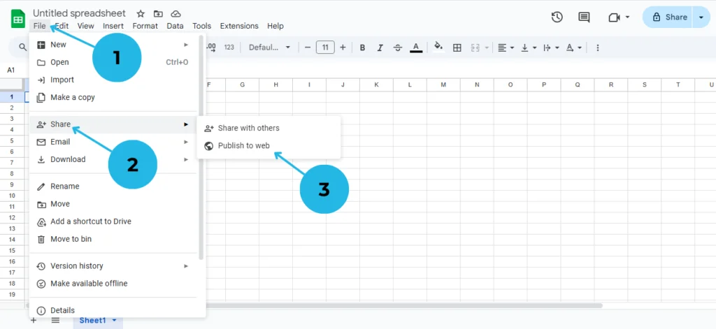 publishing google sheets to web