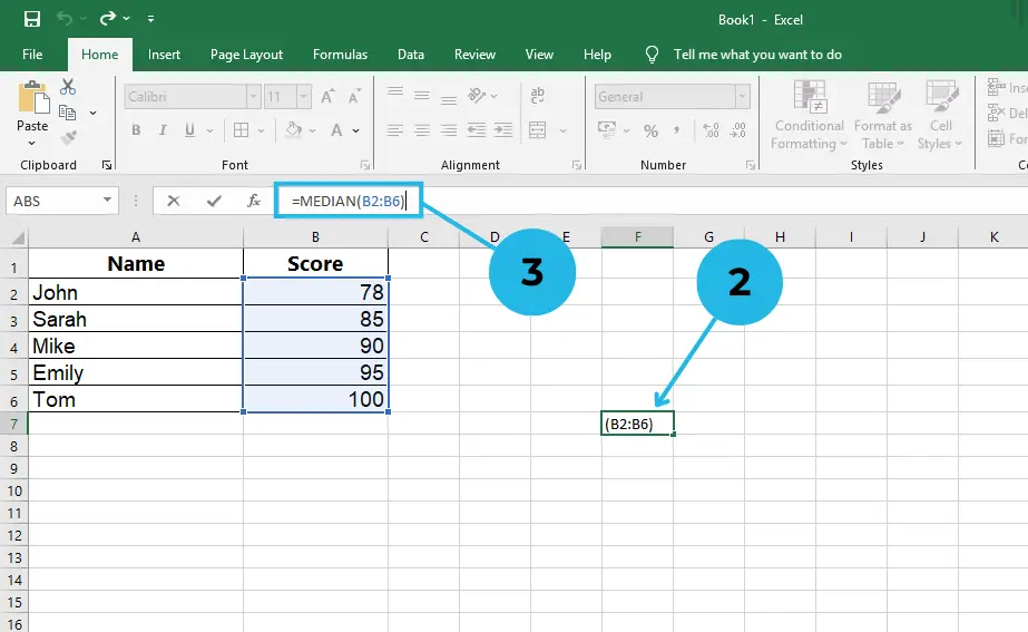 Using the MEDIAN Function in Excel