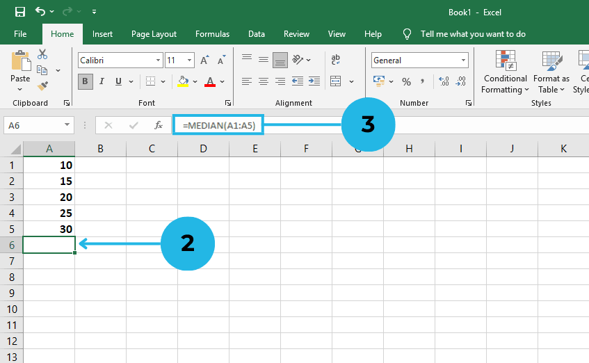 applying Formula for Median in Excel