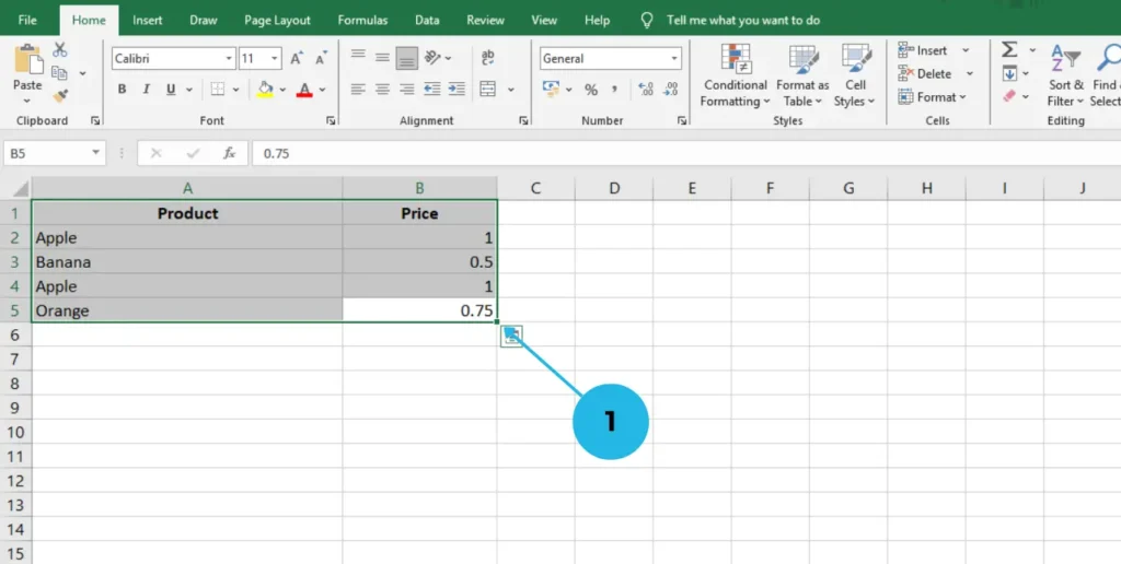 sample data of Remove Duplicates Excel Shortcut