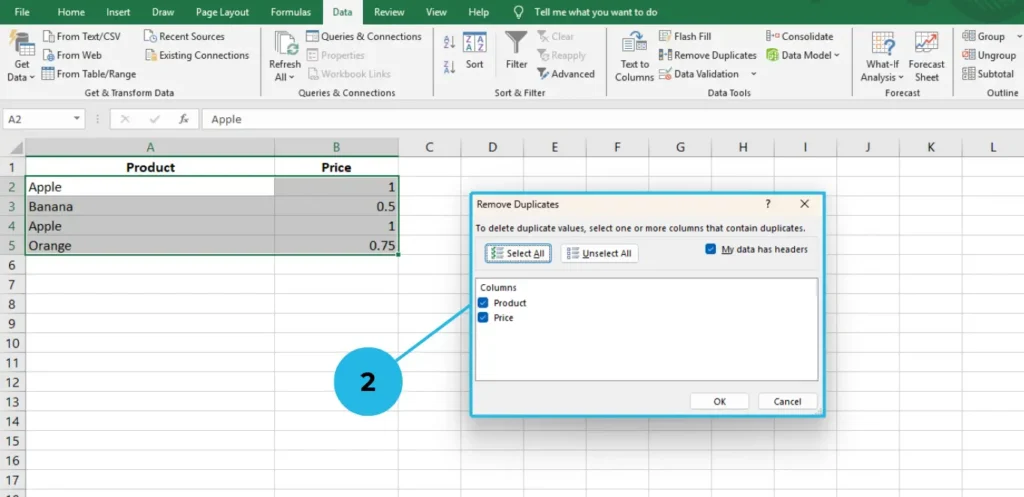 remove duplicates tools in Remove Duplicates Excel Shortcut