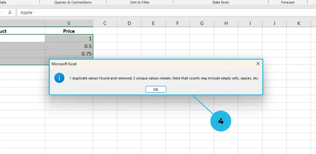 done message in Removing Duplicates in Excel