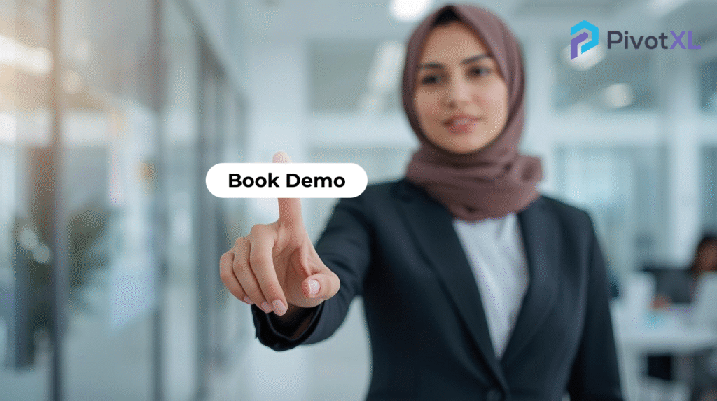 Finance professional booking a demo for FP&A software for professional services
